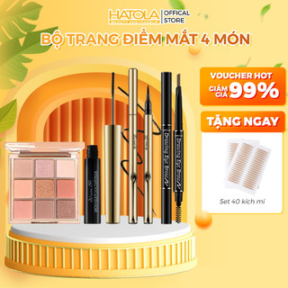 Bộ trang điểm mắt 4 món cơ bản chì kẻ mày tự nhiên, mascara chuốt mi cong, kẻ mắt đen siêu mảnh  Hatola