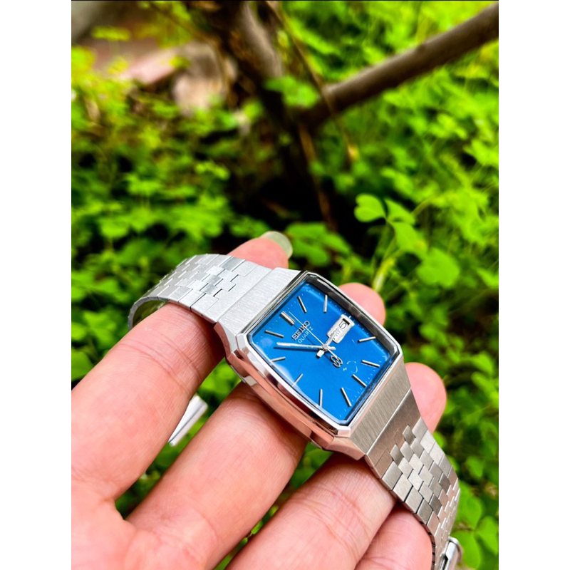 Đồng hồ Nam Seiko form tank mặt xanh rất hiếm và đẹp