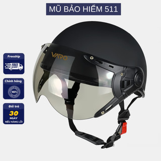 Mũ Bảo Hiểm nửa đầu có kính VARO A33K ( Đen Nhám ) - lồng ép nhiệt cao cấp