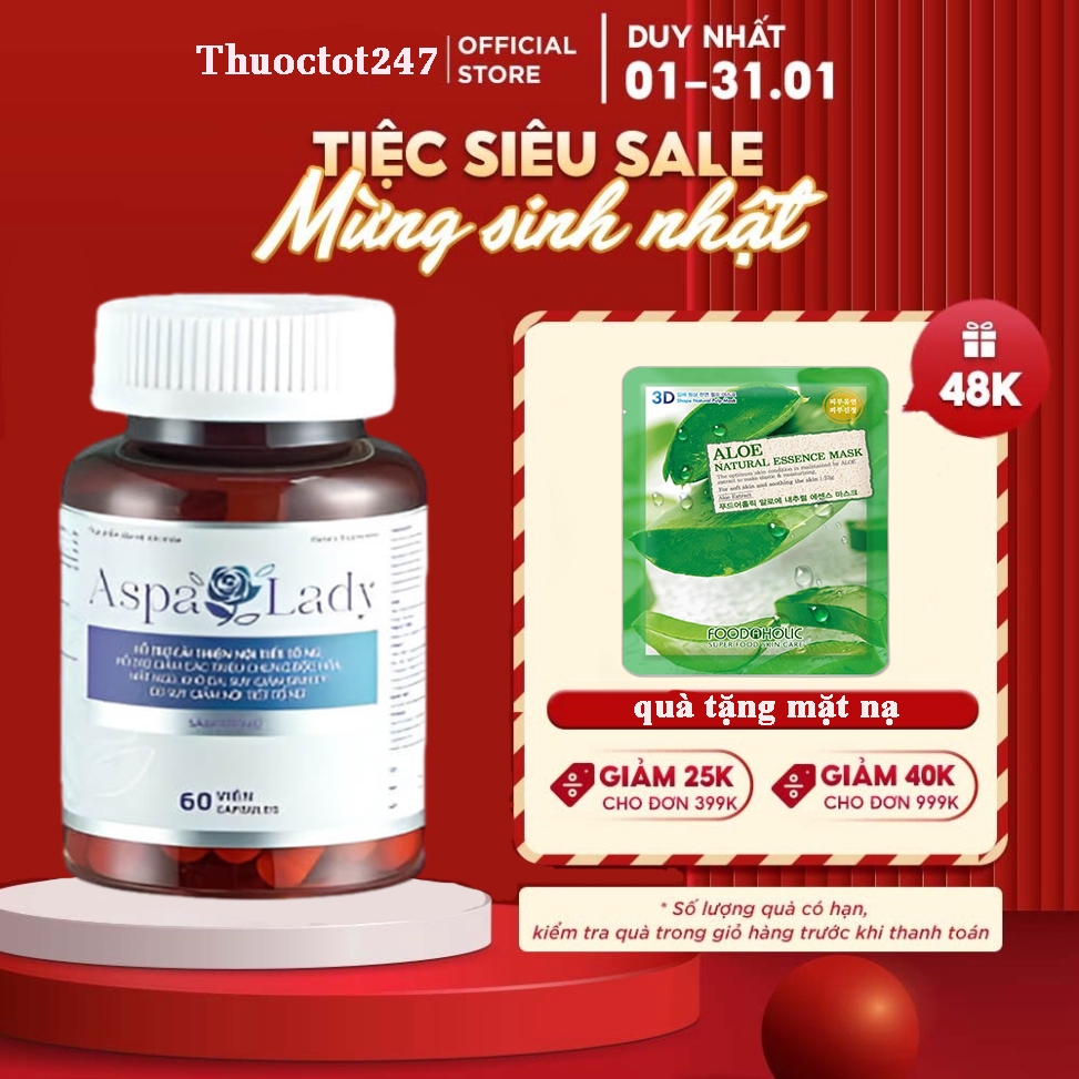 Bộ Đôi Sản Phẩm Aspa Lady 60 viên Giúp Cân Bằng Nội Tiết Tố Nữ, Đẹp Da, Chăm Sóc Chuyên Sâu Cô Bé