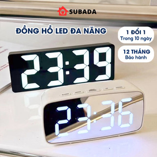 Đồng hồ led để bàn decor có báo thức trang trí góc làm việc Subada đủ ngày tháng năm dùng pin hoặc dây cáp nguồn DHO1