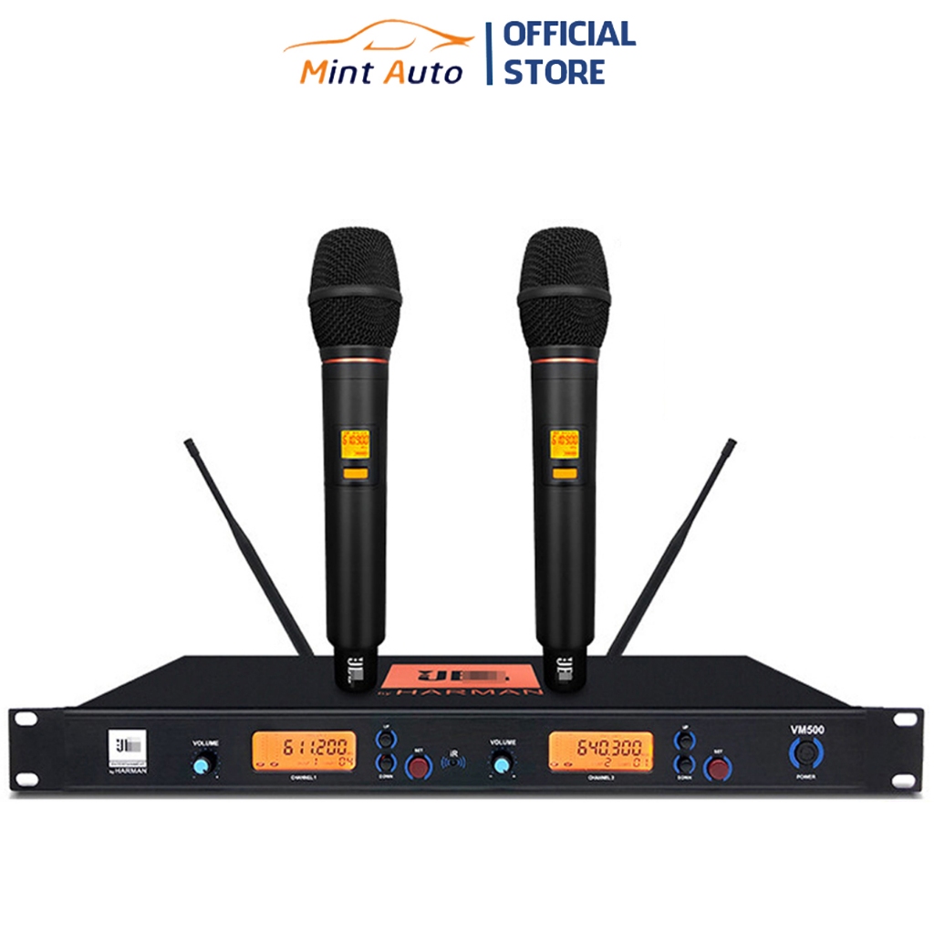 Micro Không Dây Vỉ Main Tím, Có Tự Ngắt Và Chống Hú Tốt JBL VM500 - Tặng Kèm 02 Chống Lăn - Bảo Hành