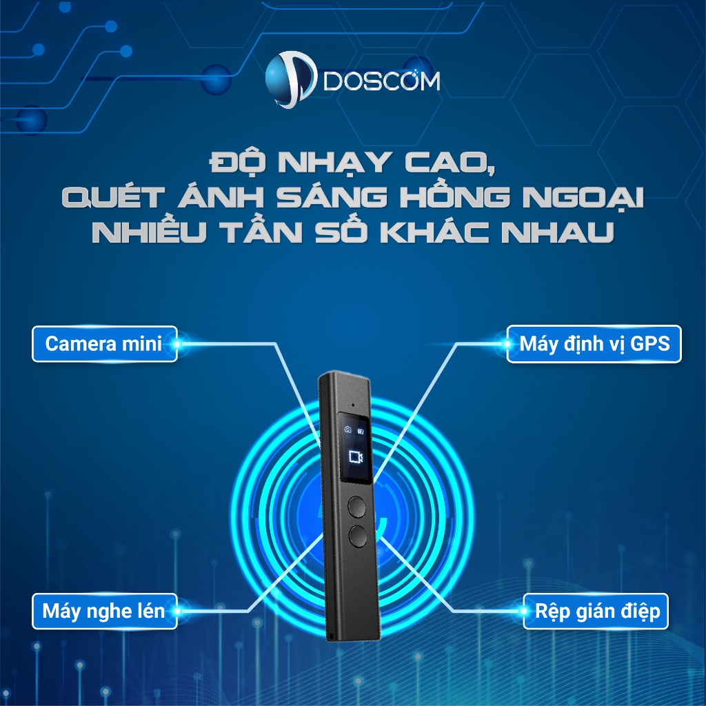 Doscom D2 - Thiết Bị Dò Tìm Máy Ghi Âm, Máy Định Vị GPS, Camera Mini - Độ Nhạy Cao, Tích Hợp Công Nghệ Dò Từ Trường