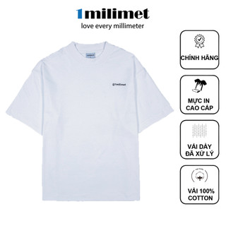 Áo thun boxy 100% cotton 280gsm "@1mili" cao cấp -white - 1milimet