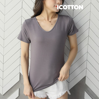 Áo thun nữ Icotton cổ tim dáng ngắn chất cotton mềm mịn NU163