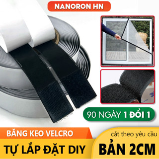 Băng gai dính 2 mặt có keo sẵn, NANORON Băng nhám dính 2 mặt Velcro dán xé keo có sẵn phụ liệu may mặc, khóa dán quần áo