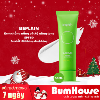 Kem chống nắng BEPLAIN  Vật Lý Nâng Tone nhẹ nhàng SPF 50+ PA++++  50ml (Màu Xanh Lá)