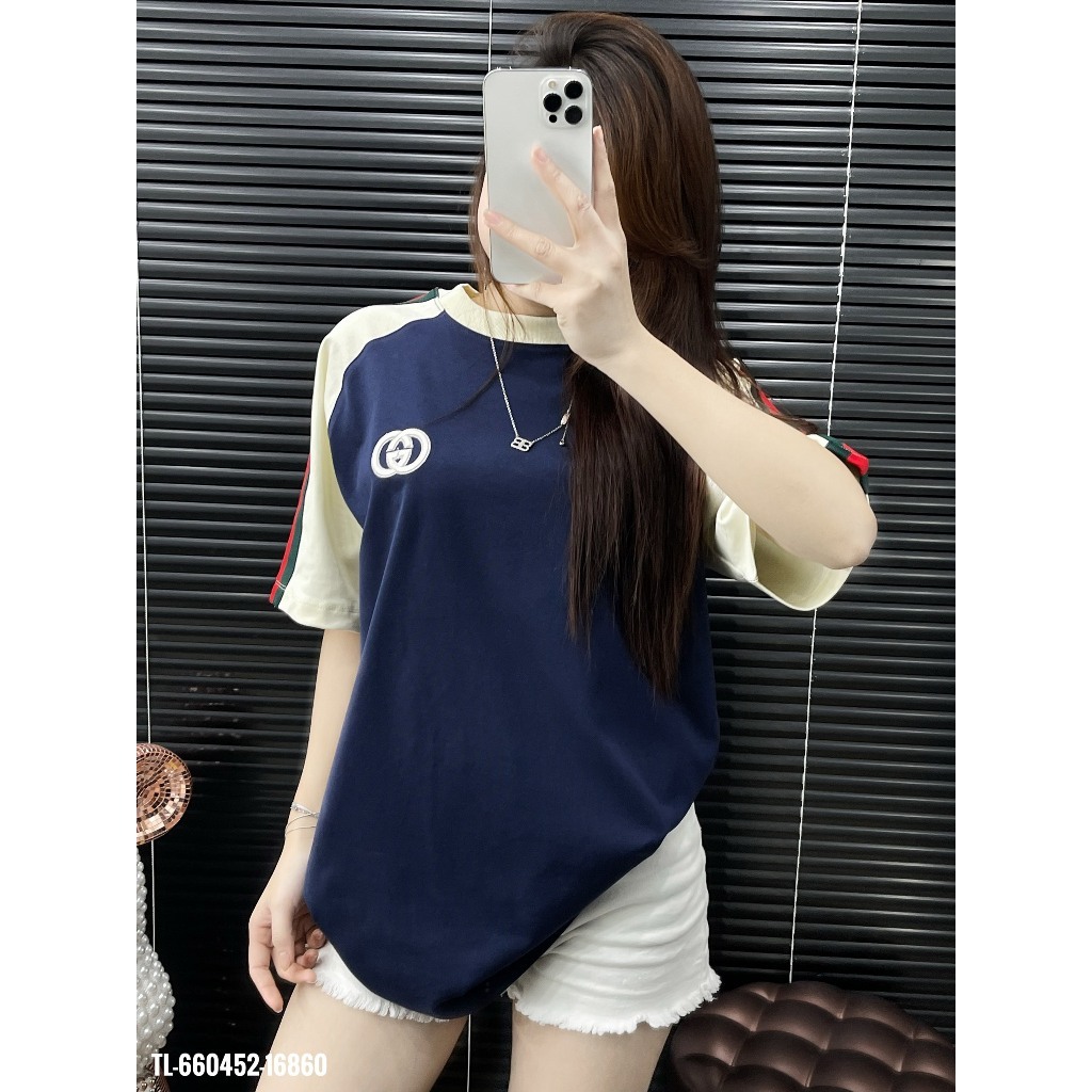 Áo thun Gucci thêu sọc vai thiết kế hot trend Nam nữ New 2024 hottrend