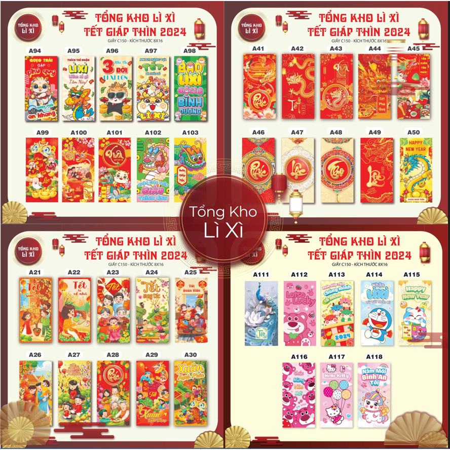 10 bao lì xì xinh tết giáp thìn 2024
