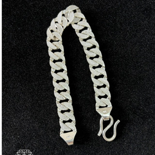 Lắc tay nam bạc ta 925 lắc tay cuban mặt nhám thời thượng cá tính,vòng tay bạc nam LN01