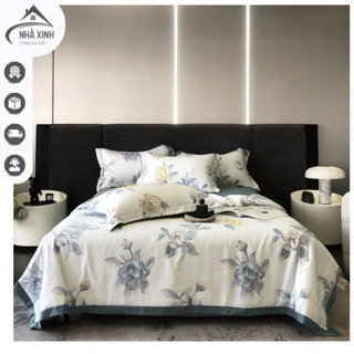 Bộ chăn ga gối lụa thái cao cấp, chất liệu lụa thái mềm mịn, thoáng mát, chăn đã có ruột sẵn hàng