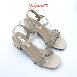 Sandal quai mảnh dungstore88 cao gót 5 phân quai đính đá buộc thắt nơ quai hậu hàng xuất khẩu ma-030