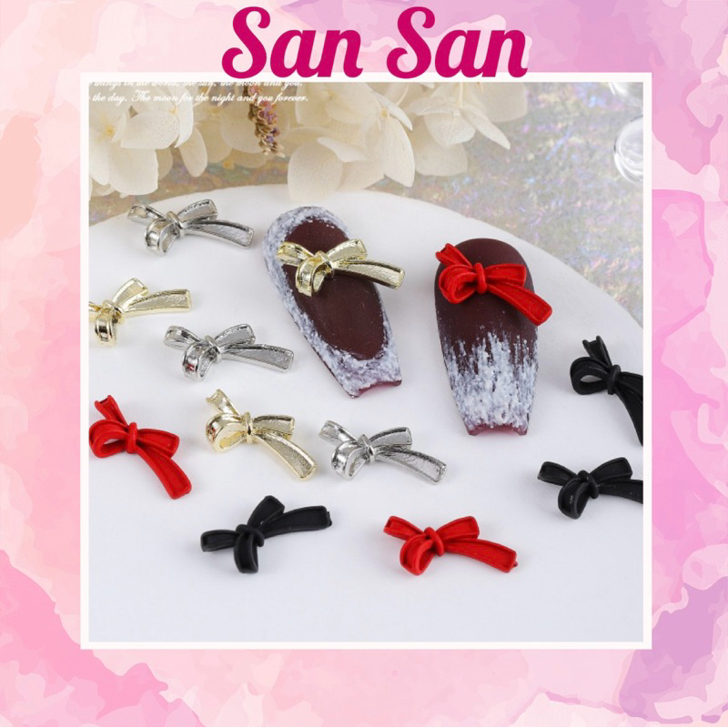 Charm Nơ Lì, Nơ Nhám Trang Trí Móng