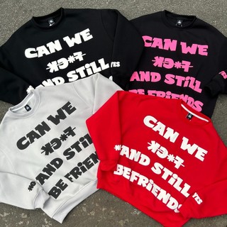 Áo sweater fafic tay dài cổ tròn in chữ nổi 3d be friend nỉ bông 380gsm dày dặn from rộng kunshop unisex