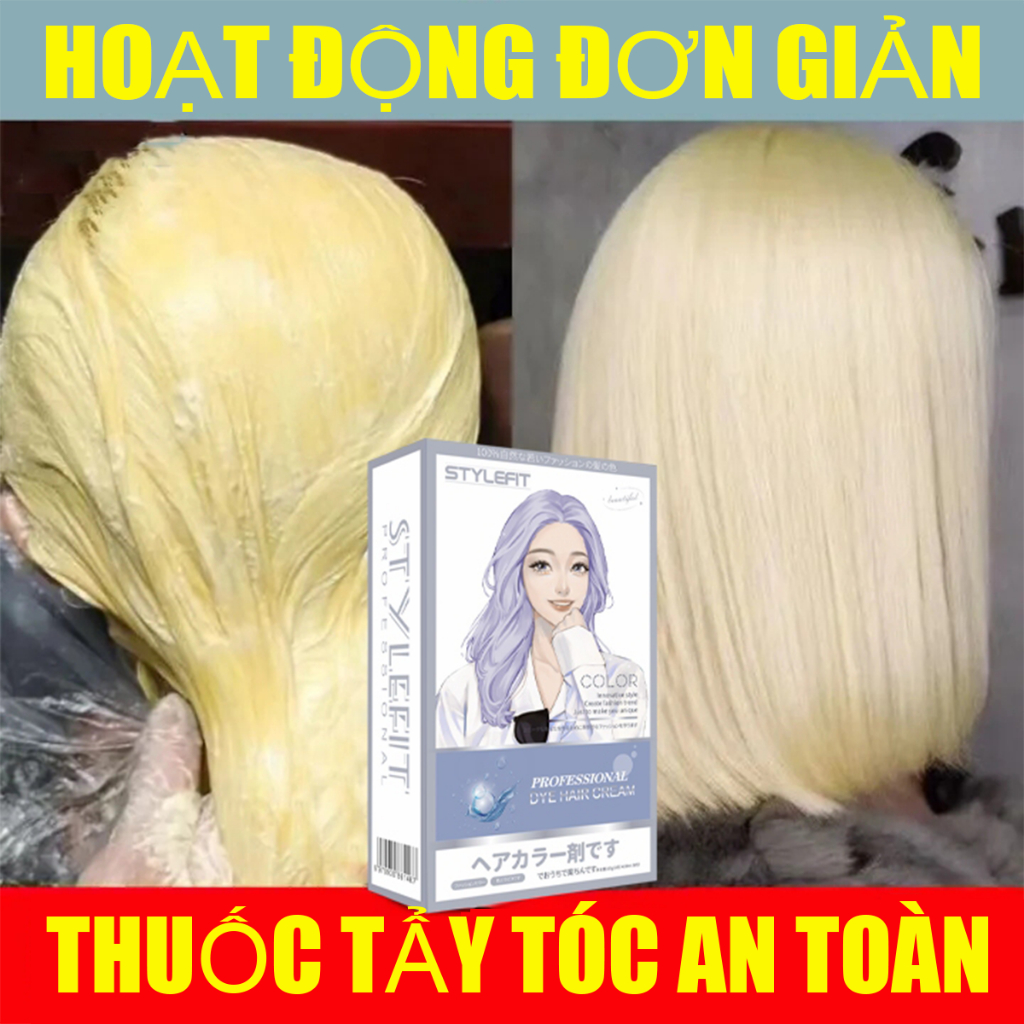 🔥Bột tẩy tóc không độc hại 💥STYLE FIT tặng kèm mũ trùm , găng tay tiện lợi