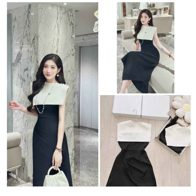 Váy li sườn chéo mix choàng 2 lớp