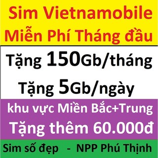 Sim vietnamobile data tặng 150Gb + tk 60k, Sim số đẹp tự chọn