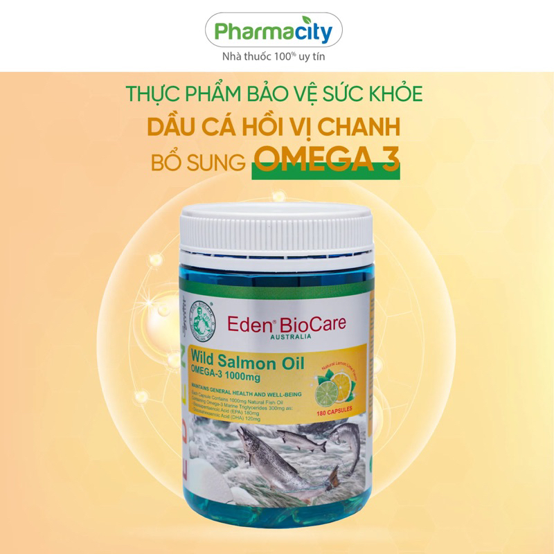 Dầu Cá Hồi Omega 3 Vị Chanh Australia Eden Biocare Salmon Oil (180 viên, HSD 02/2026)