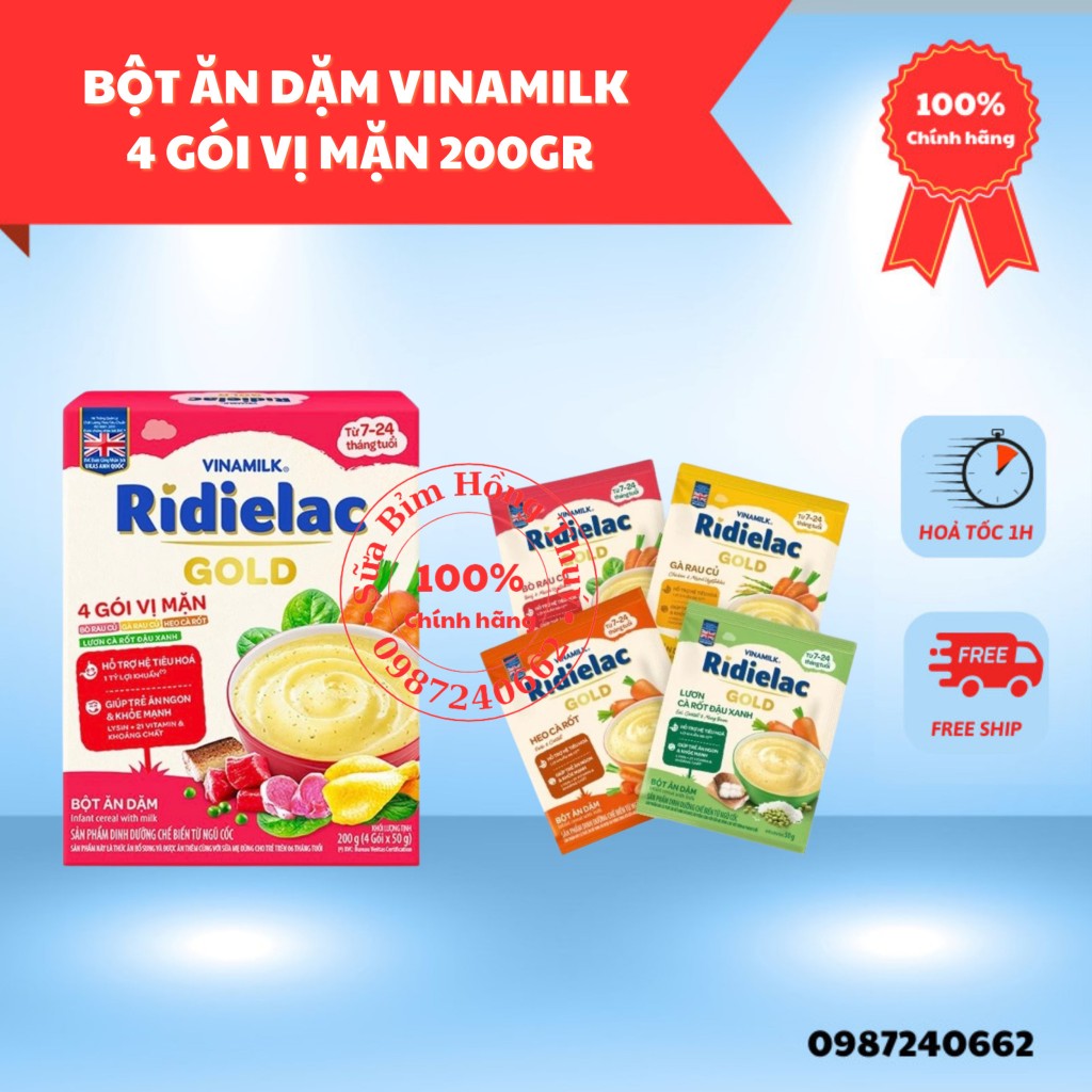 BỘT ĂN DẶM 4 GÓI VỊ MẶN RIDIELAC 200GR