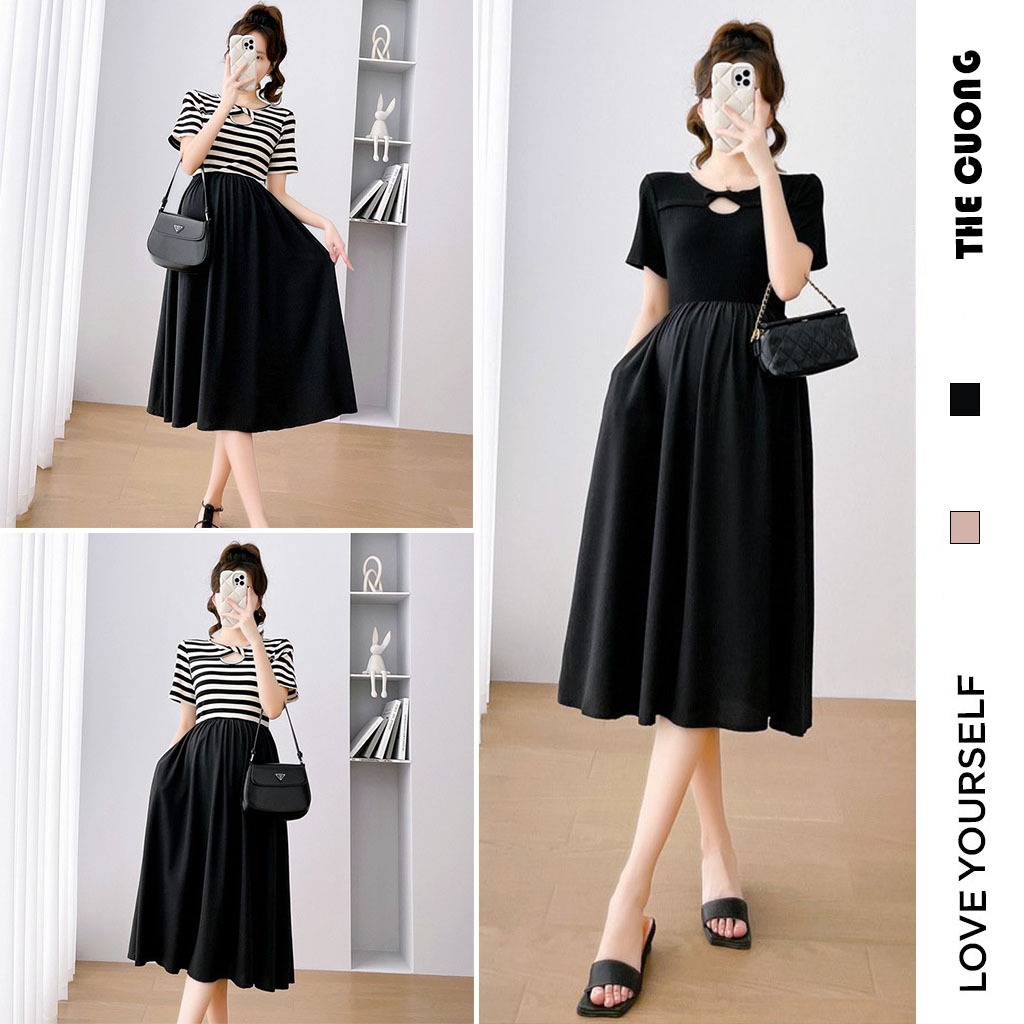 ĐẦM VÁY BẦU CÔNG SỞ C8706 CHẤT THUN CO GIÃN THOÁNG MÁT CỔ NHỎ ĐIỆU ĐÀ - VÁY ĐẦM DỰ TIỆC MÙA HÈ HOT TREND FREESIZE