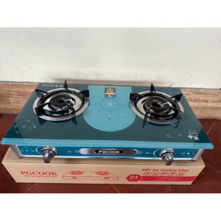 Bếp gas đôi dương kính họng hộp 2 lò đốt to nhỏ. mâm đồng nguyên khối 2 vòng lửa