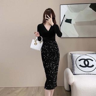 Chân váy kim sa nhung dáng dài