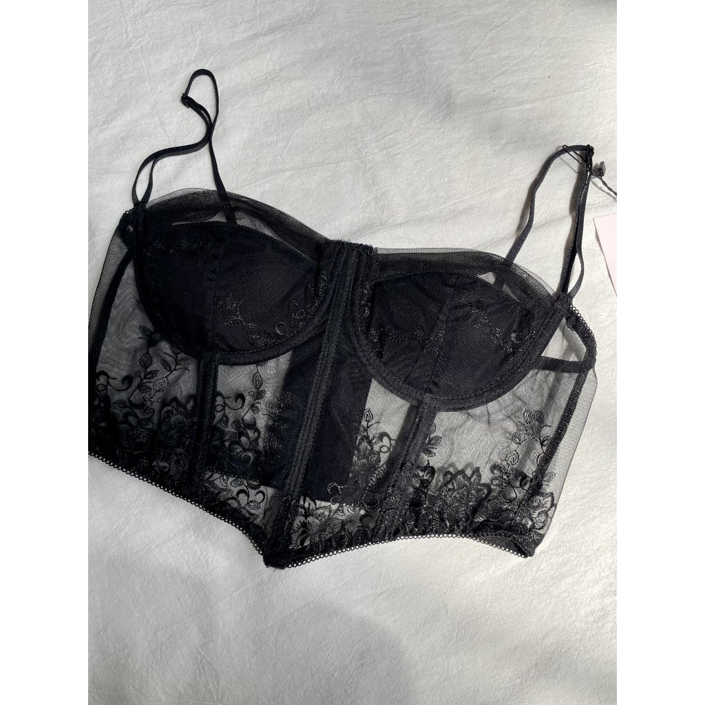 Áo Corset Ren Nữ Quyến Rũ LA PERBRA Áo Bra Ren Quây Đắp Lưới Cúp Ngang Áo Bra 2 Dây Có Gọng Có Mút - Lily Corset | BigBuy360 - bigbuy360.vn