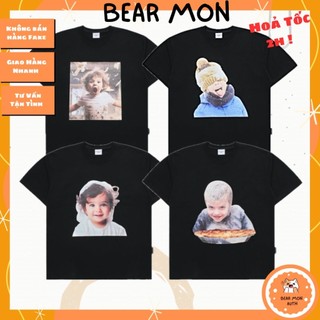 Áo phông adlv baby face yellow beanie scream boy wave hair pie boy pie boy bé áo xanh đội mũ len bé trai