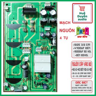 Mạch nguồn amply 4 tụ liền bảo vệ loa có nguồn quạt auto chỉnh tốc độ quay