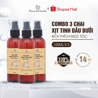 Combo 3 chai tinh dầu bưởi Phương Anh Cosmetic kích thích mọc tóc 100ml/chai