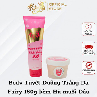 Body Tuyết Dưỡng Trắng Da Fairy 150g kèm Hủ muối Dâu tằm