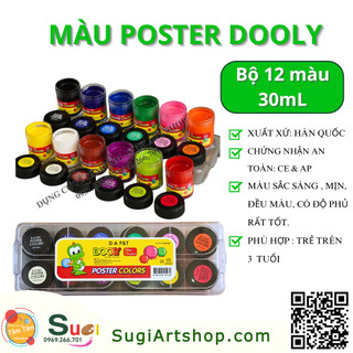Màu Poster Dooly 12 màu (hủ 30ml), Màu nước Dooly