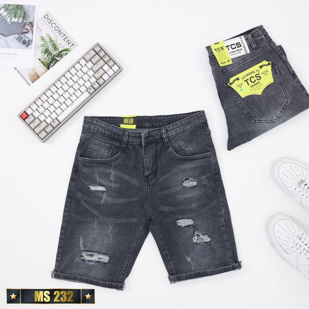 Quần short jean nam xước chất bò - quần short demin lửng nam co giãn thời trang cao cấp Pn_shop90 ms245