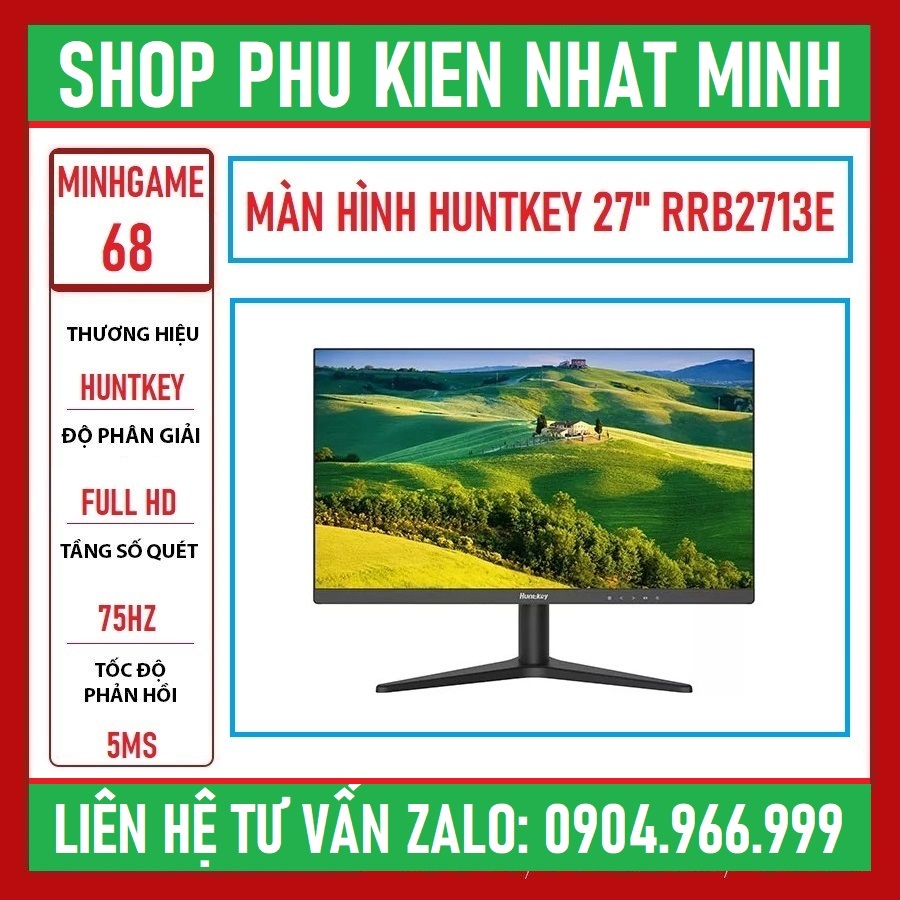 ( RẺ NHẤT PHÂN KHÚC) Màn hình HUNTKEY 27" RRB2713E ( 27inch, FHD, IPS, 75Hz) full viền 3 cạnh chính hãng BH 36 tháng