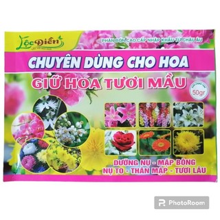 Phân bón kích hoa, siêu ra hoa - Lộc Điền - Kích ra nhiều mầm hoa, tạo màu sắc tự nhiên, nụ to, hoa đẹp gói 50gr