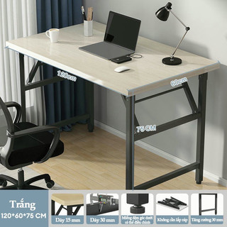  Bàn làm việc chân xếp gấp gọn khung sắt dày liên kết chắc chắn mặt bàn mdf phủ melamin HÀNG LOẠI 1 