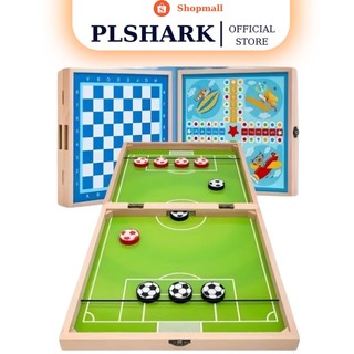 Bộ cờ vua plshakr - cờ cá ngựa – cờ búng bằng gỗ cao cấp – 3 in 1 tiện lợi cho bé
