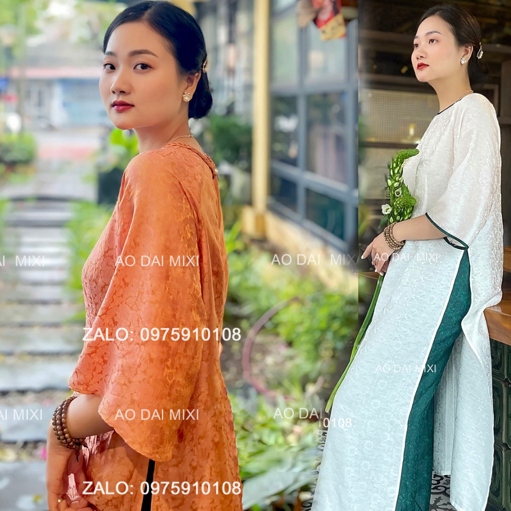 Áo dài gấm suông, áo dài cách tân nữ trẻ trung cho các nàng thơ mặc sự kiện cưới hỏi lễ tết 2024 đẹp
