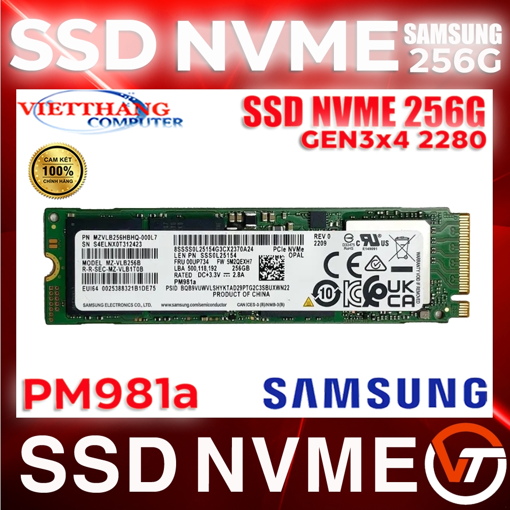 Ổ cứng SSD Samsung M2.Nvme - SSD Samsung Nvme PM981a 250G Gen3x4 2280 còn đẹp sức khoẻ Good 95-97-98% ( Cũ - 2nd )
