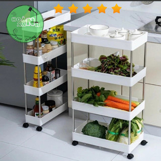 Kệ đựng đồ đa năng 4 tầng có bánh xe đẩy - xe đẩy đựng đồ 4 tầng có bánh xe cho phòng tắm inox cao cấp