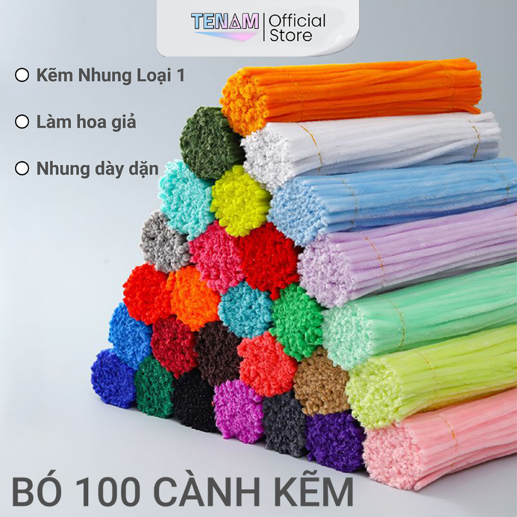  Set 100c Cành Kẽm Nhung Loại 1 - NHŨNG KEM Làm Hoa - Đồ Trang Trí Handmade Tông Màu Sặc Sỡ Kích Thước 30cm TENAM 