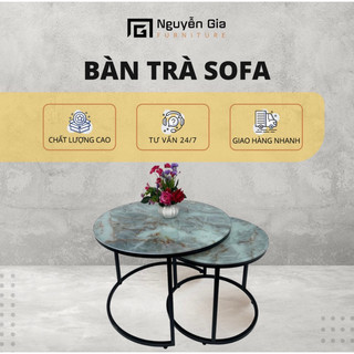 Bàn sofa mẹ bồng con đá ceramic sang trọng