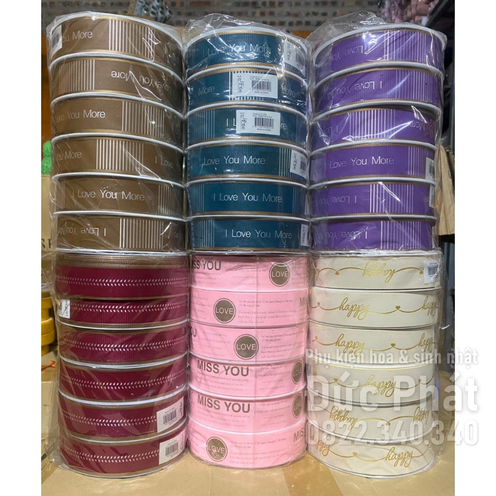 Ruy Băng Nhựa Thái In Chữ Bản 3cm Dài 50m