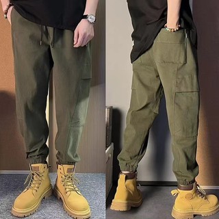 Quần Jogger nam HQ trơn túi rộng vải Cotton kaki đai chun mã BHG