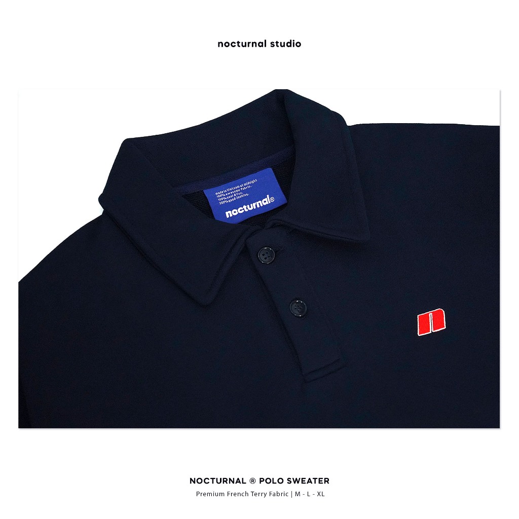 Áo Polo Sweater NOCTURNAL Nỉ Chân Cua Cotton 100% Unisex Nam Nữ Local Brand | BigBuy360 - bigbuy360.vn