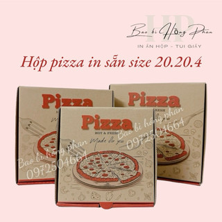 Hộp pizza in sẵn size 20.20.4. Giấy krap in logo đỏ