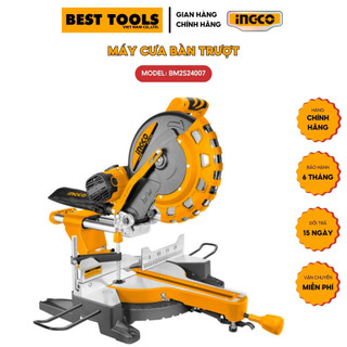 Máy cưa bàn trượt, máy cắt nhôm, cắt gỗ ingco bm2s24007 2400w đường kính lưỡi 305mm và tốc độ không tải 4500rpm