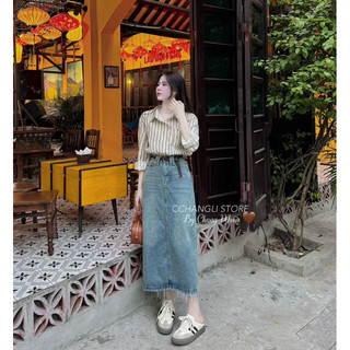 Chân váy jeans rách gấu 578 QC