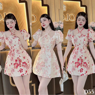 Bigsize đầm gấm cổ yếm phoanh boutique 50-100kg