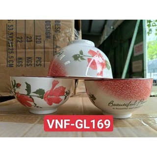Combo 10 chén sứ / 6 chén sứ hoa văn mẫu hoa đỏ gl169